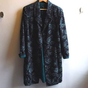 Womyn Floral Metallic Jacquard Clean Sweep Jacket Size 12 Made in USA